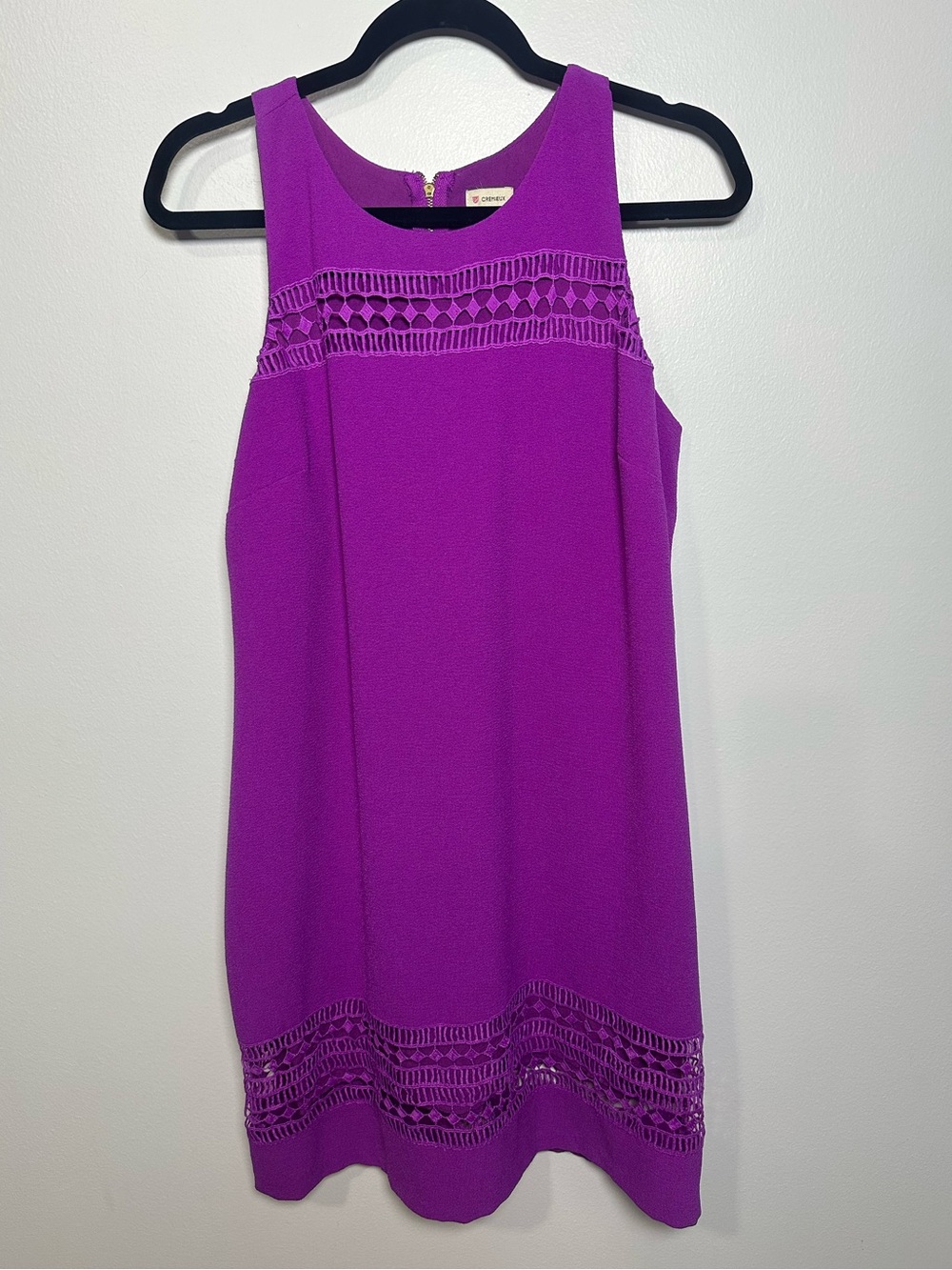 Cremieux Bright Purple shift Dress with Lace Detail Size Large Mod 60s